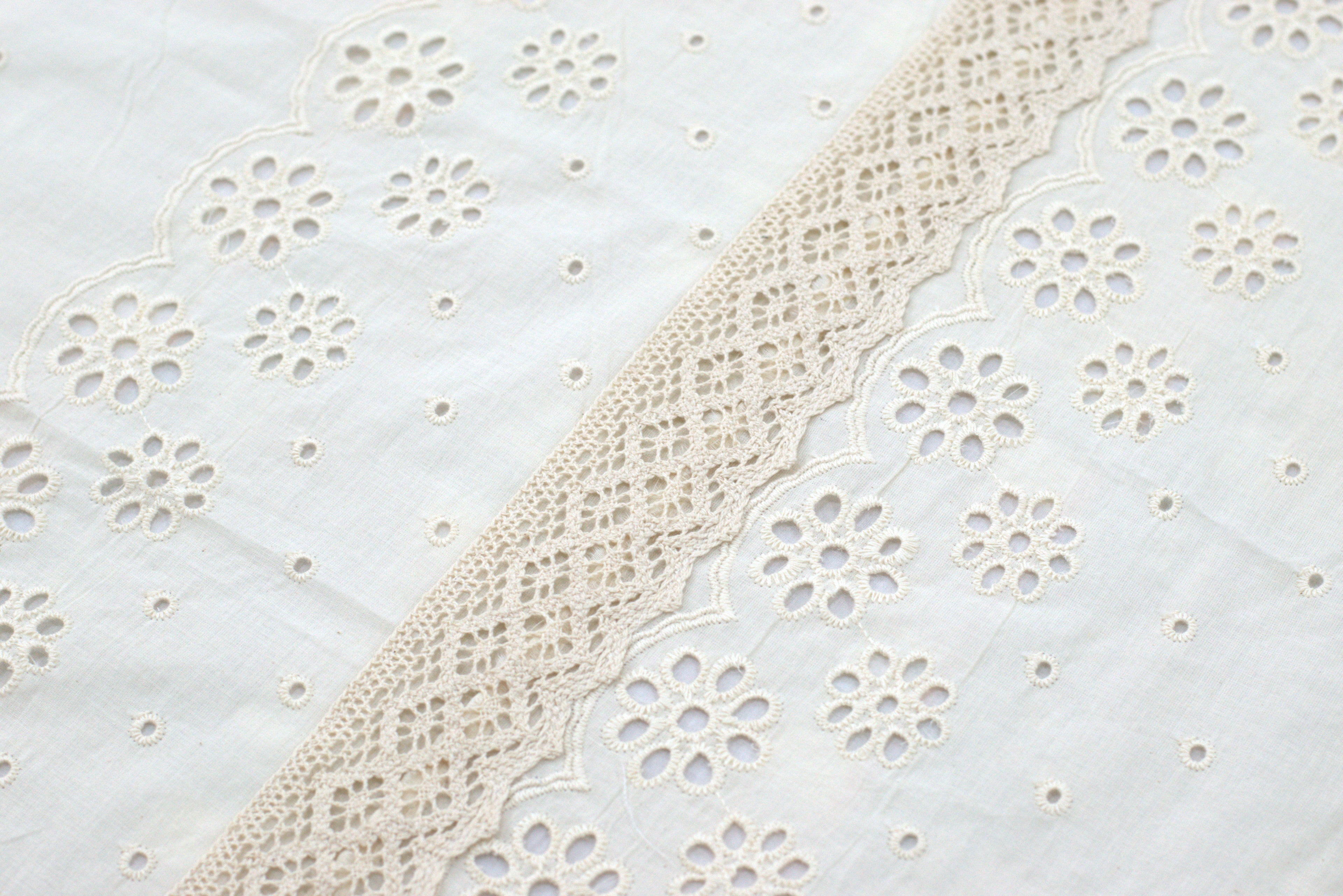 Elegant cream Cutwork King Size Bedspread Set with Pillow Covers