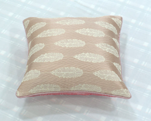 16x16 Inch Feather Design Cushion Covers Set of 5 – Soft Decorative Throw Pillow Covers (Peach & Beige)