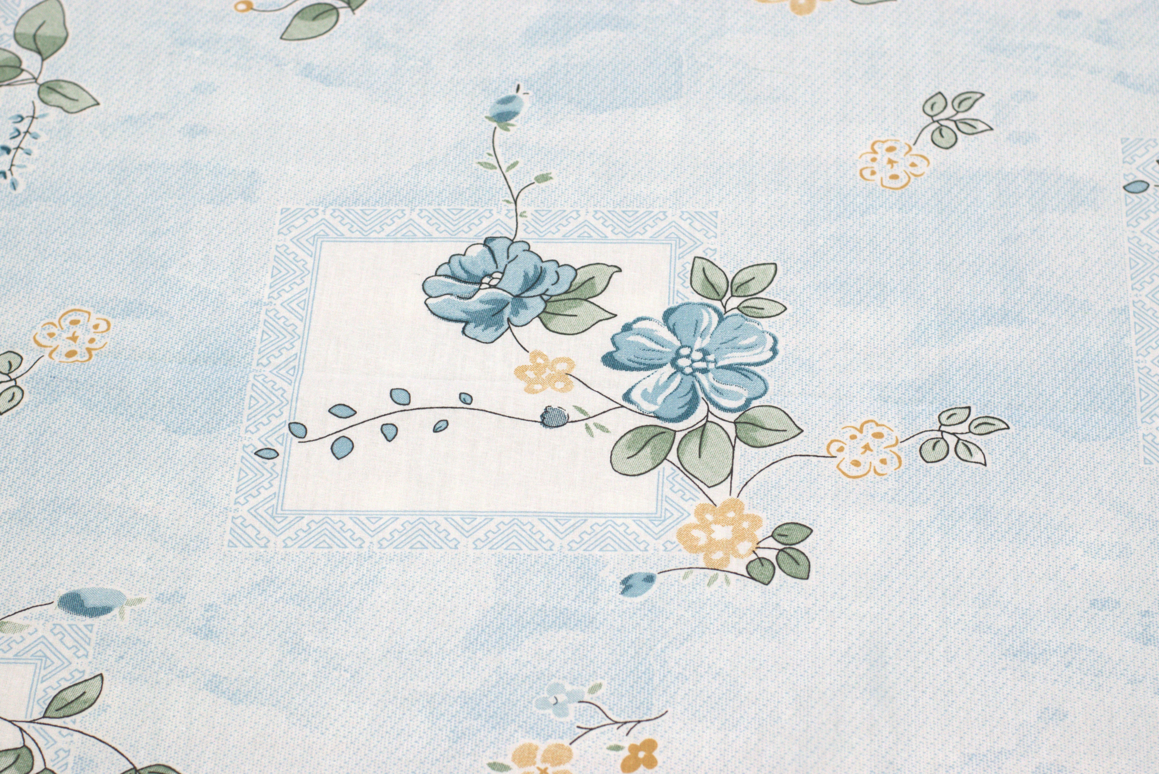 Queen Size Floral Cotton Bedsheet with 2 Pillow Covers – Soft Blue Printed Bed Sheet for Bedroom