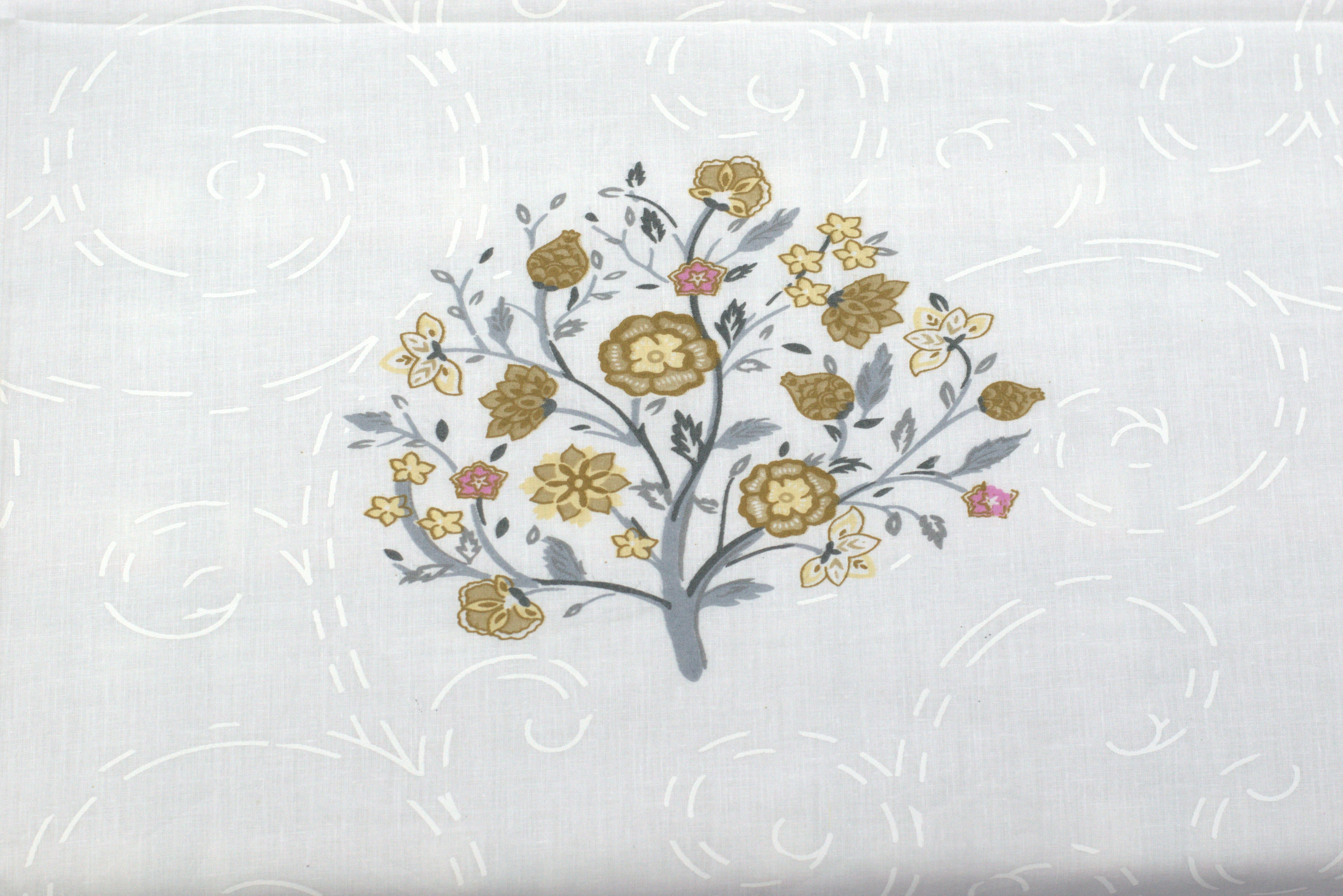 Premium Queen Size Bedsheet with 2 Pillow Covers – Elegant Floral Tree Print White Bed Sheet Set