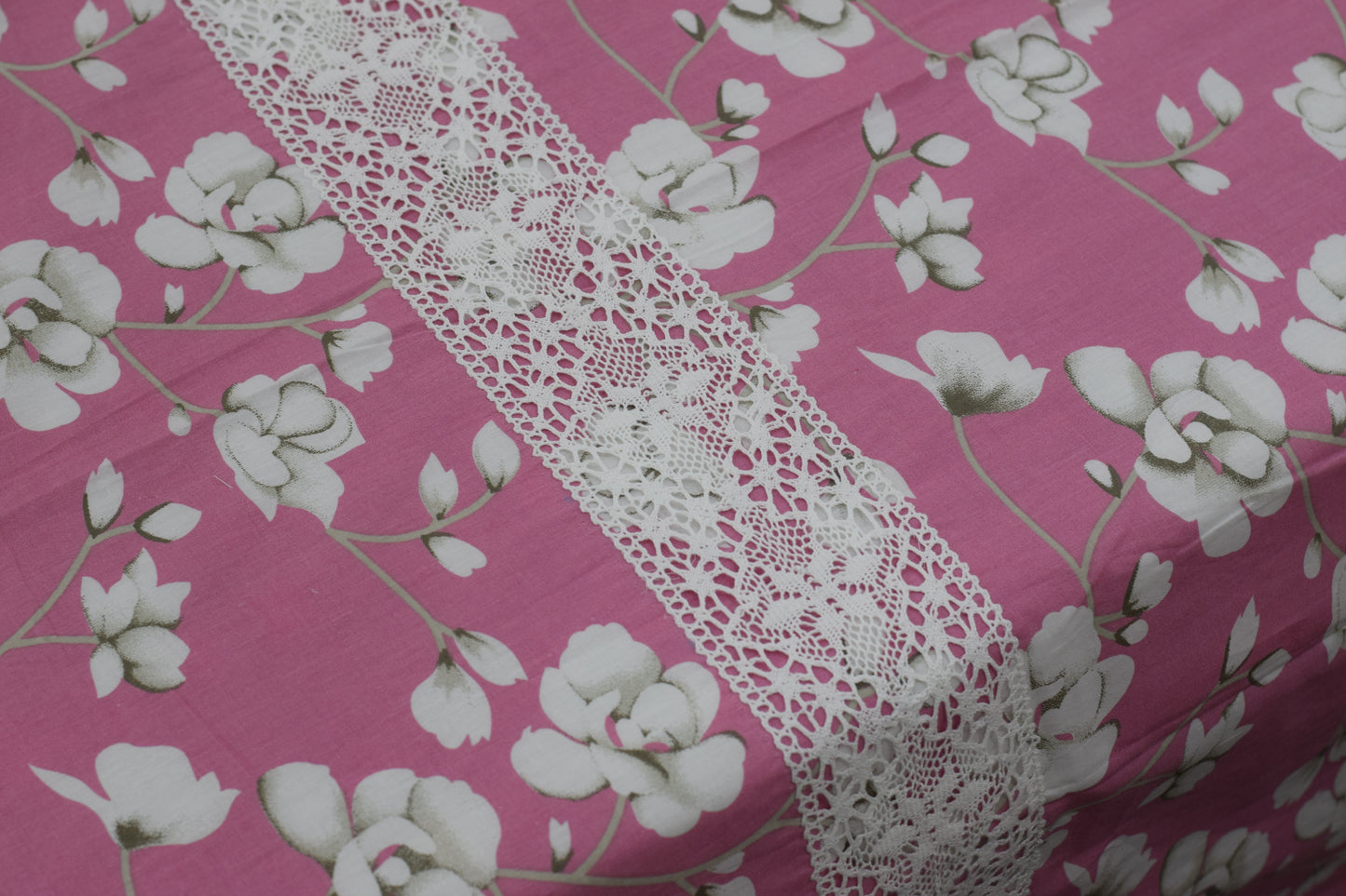 Pink Floral Cotton King Size Bedsheet with Pillow Covers
