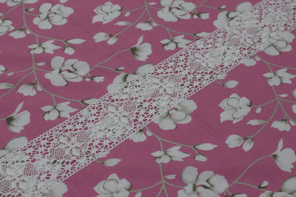 Pink Floral Cotton King Size Bedsheet with Pillow Covers