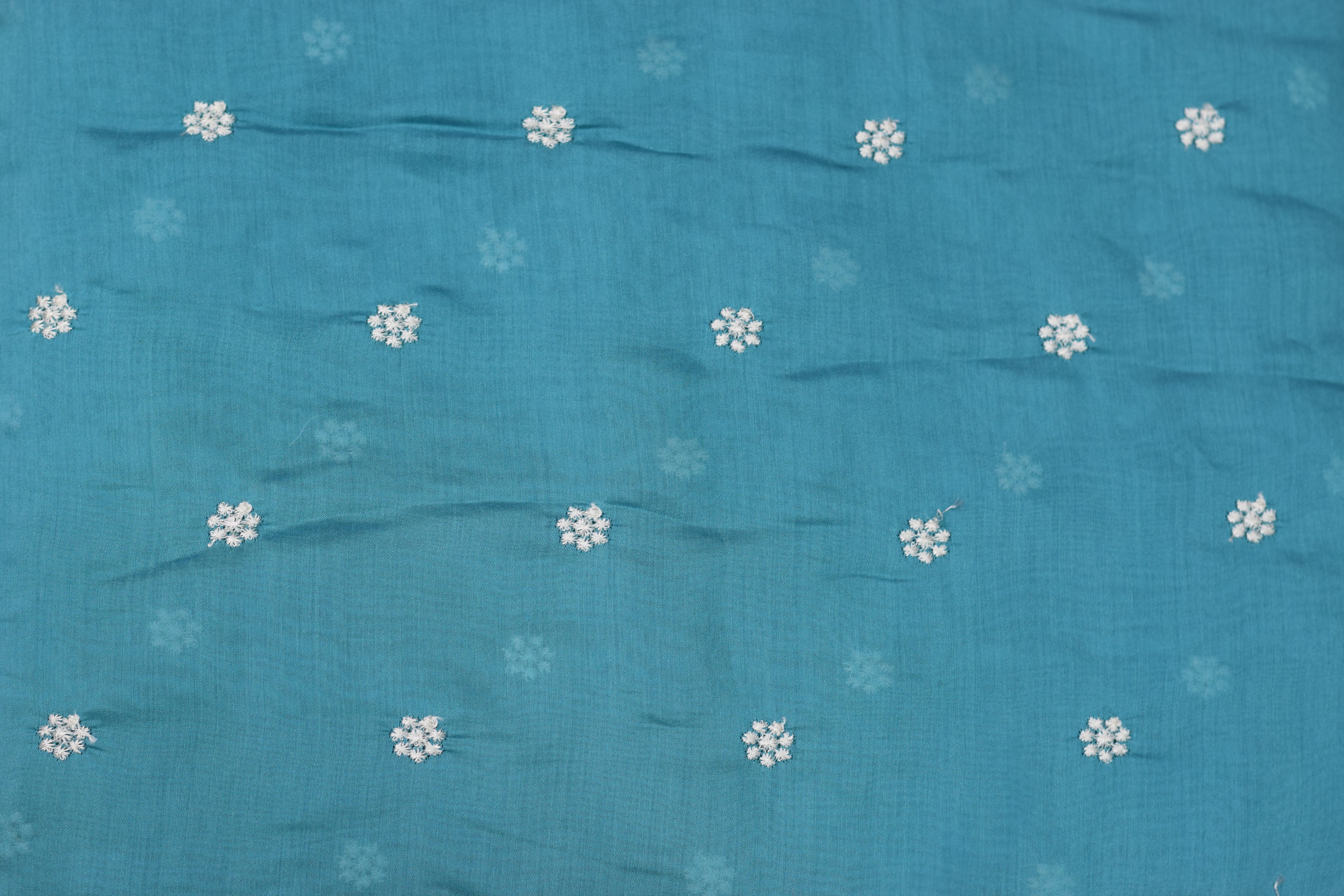 Elegant Teal Mul Chanderi Fabric – 44 Inches Width | Lightweight & Weave Material