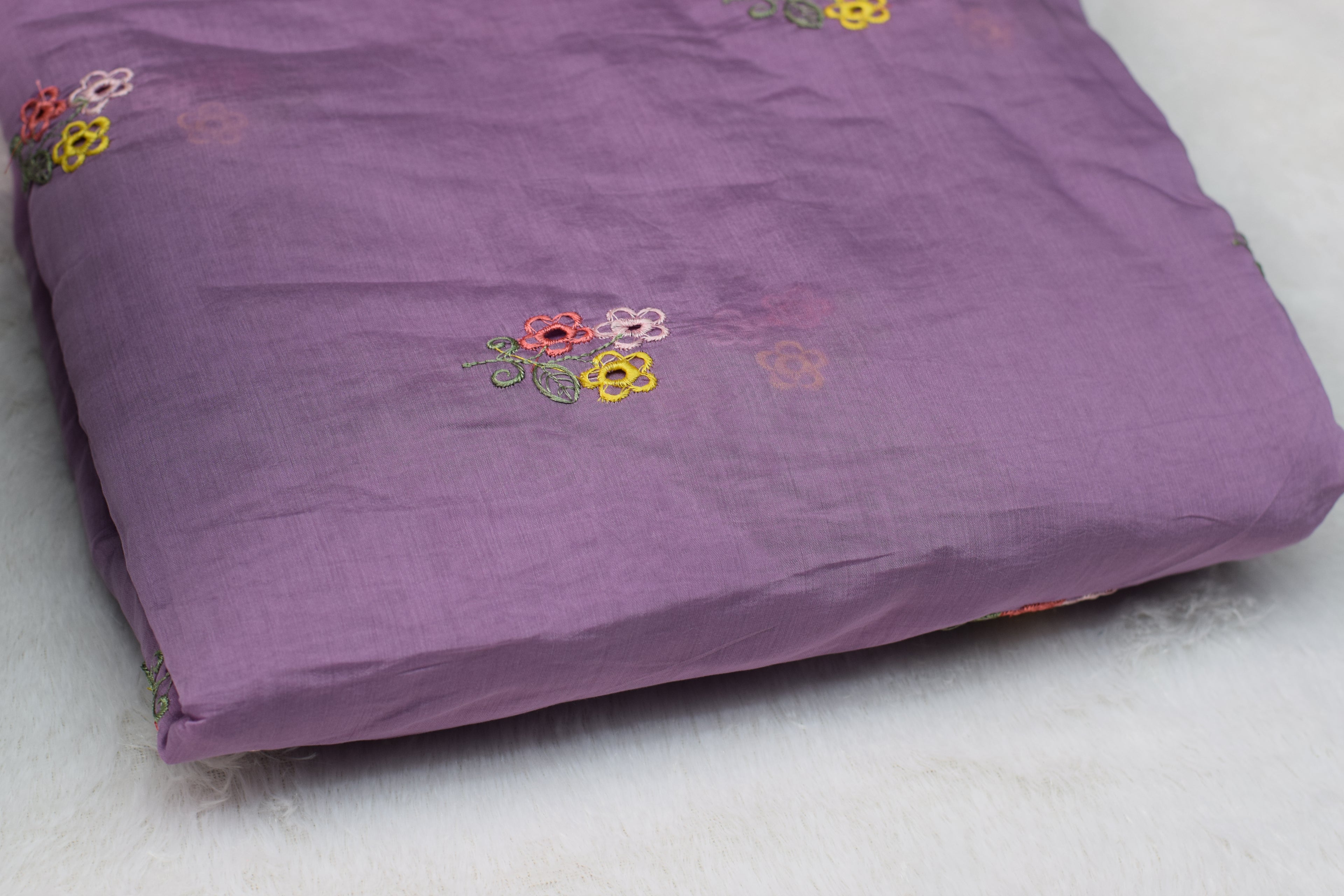 Mul Chanderi Embroidered Fabric – 44 Inch Width | Premium Soft Dress Material