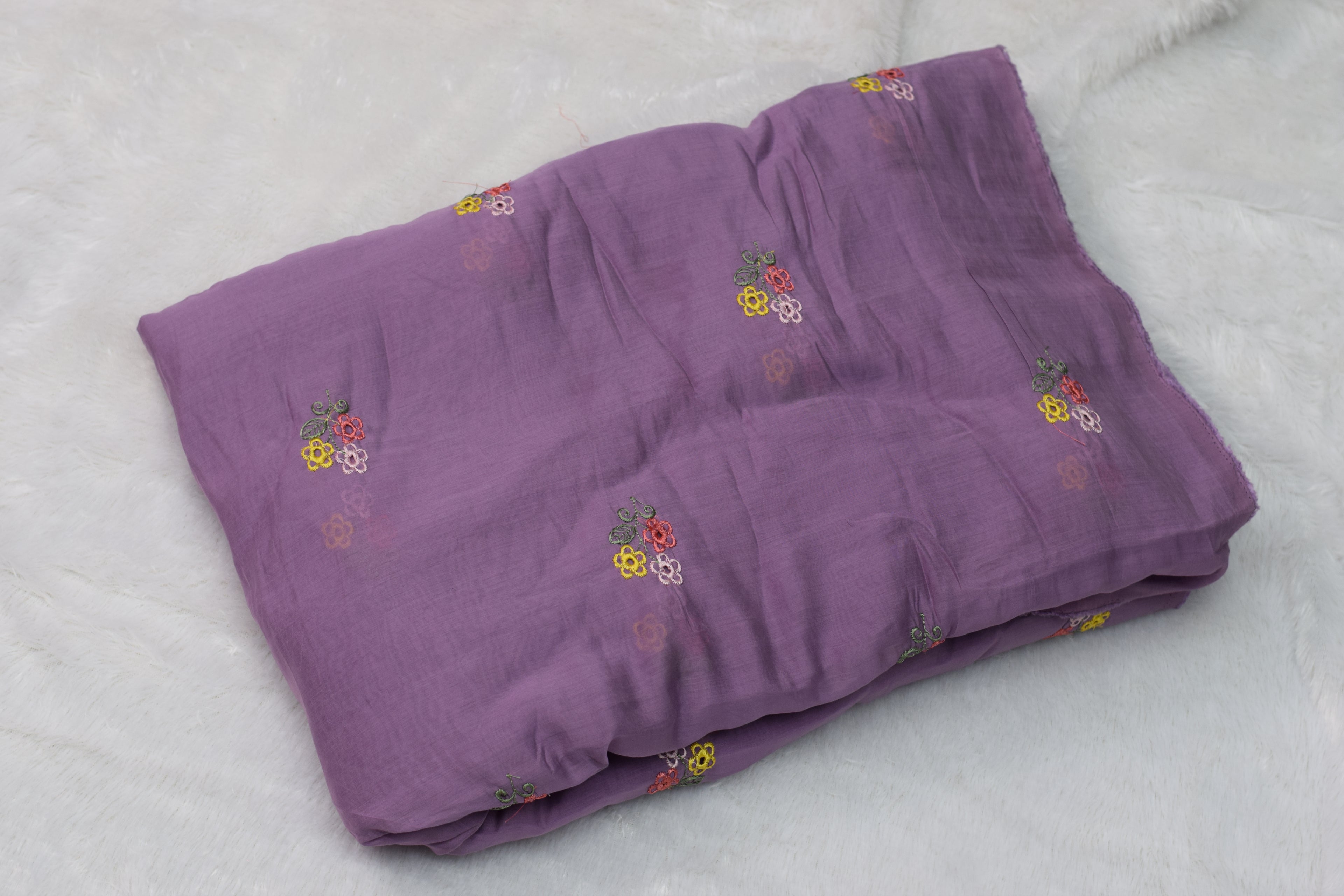 Mul Chanderi Embroidered Fabric – 44 Inch Width | Premium Soft Dress Material
