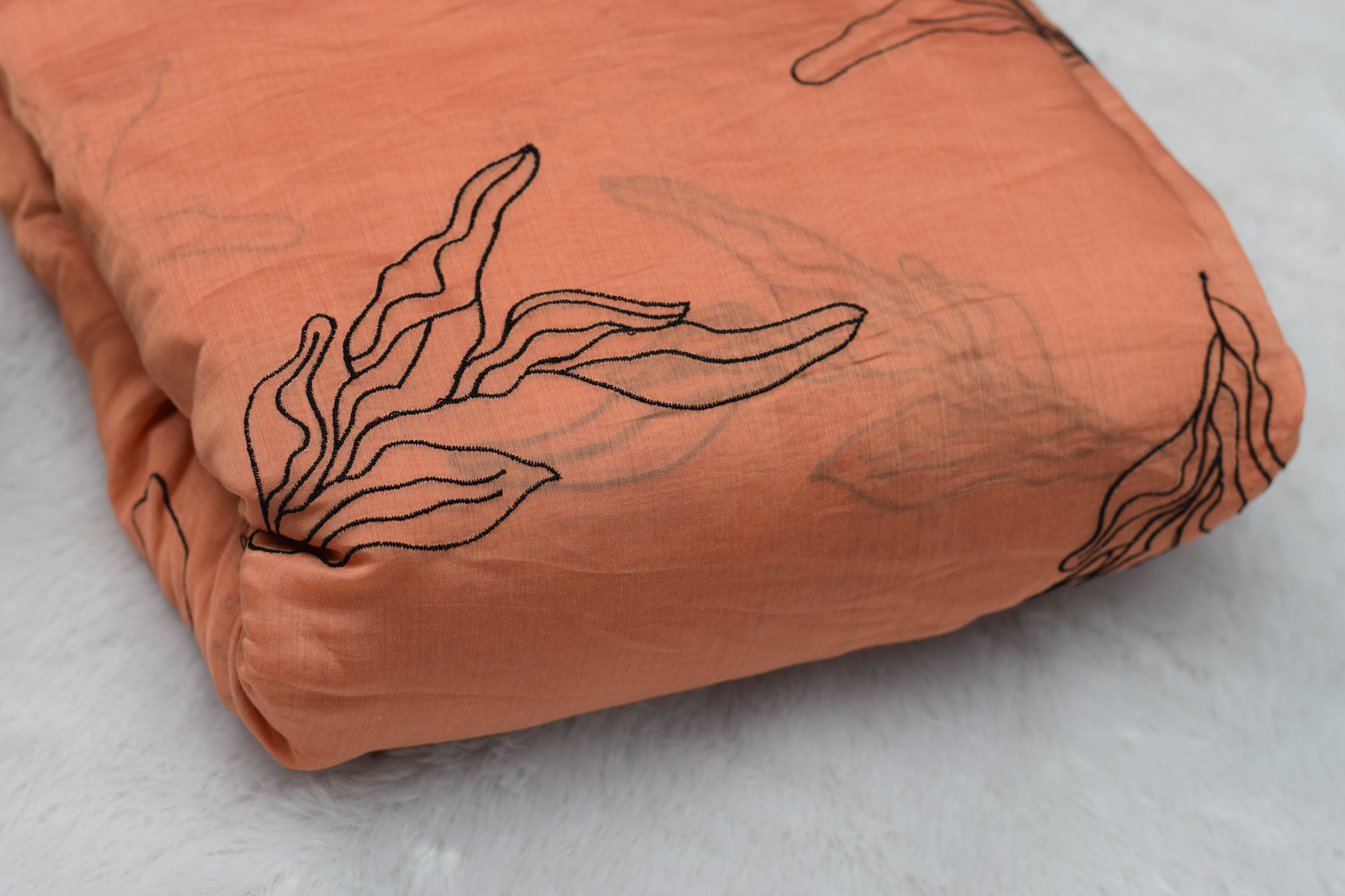 Peach Mul Chanderi Fabric – 44 Inch Width | Elegant Embroidered Dress Material