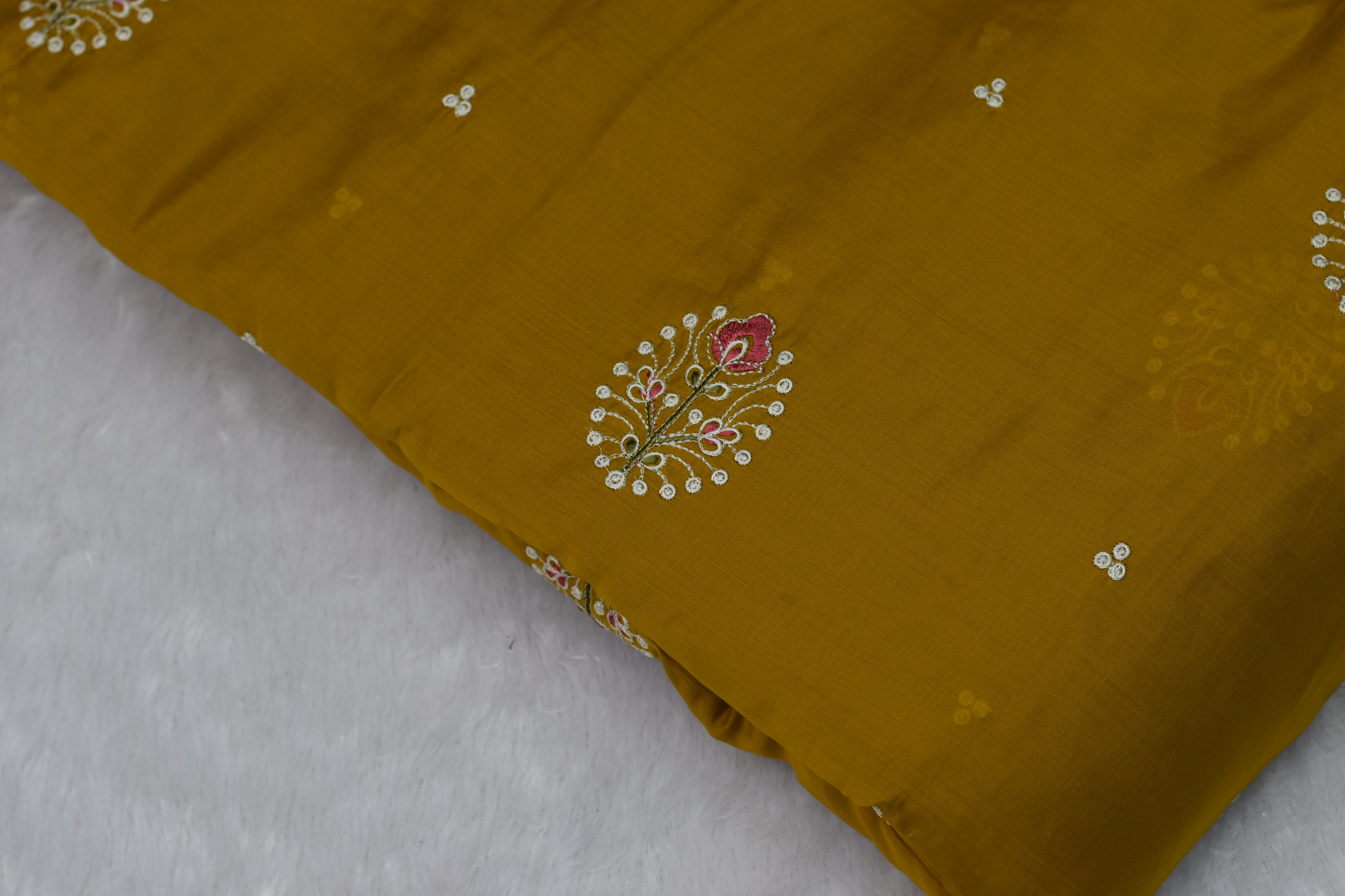 Elegant Mustard Mul Chanderi Fabric – 44 Inches Width | Lightweight Ethnic Wear Material