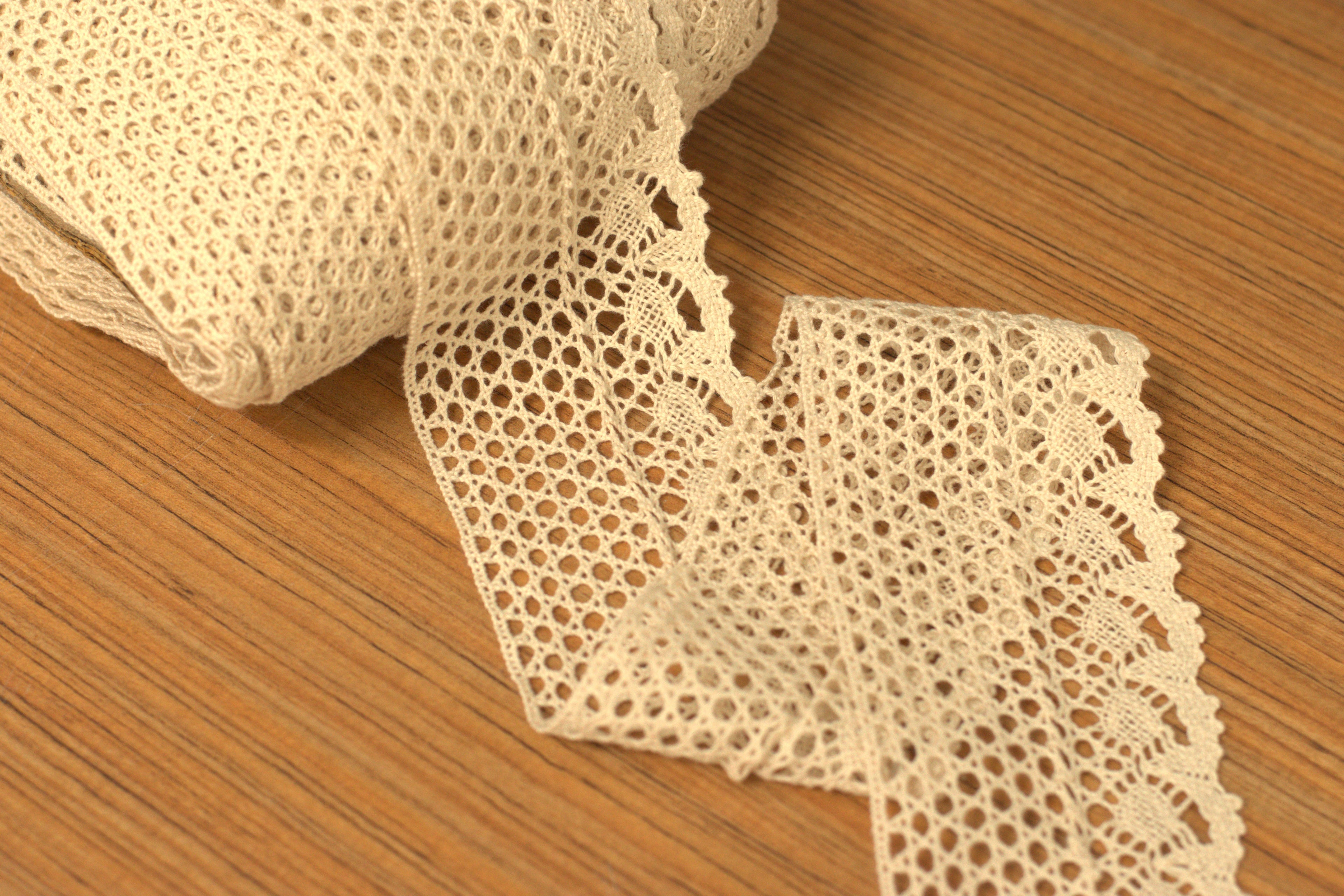 Elegant cream Net Lace Trim – 3 Inch Width, 20 Meter Roll | Decorative Crochet Lace for Sewing & Craft