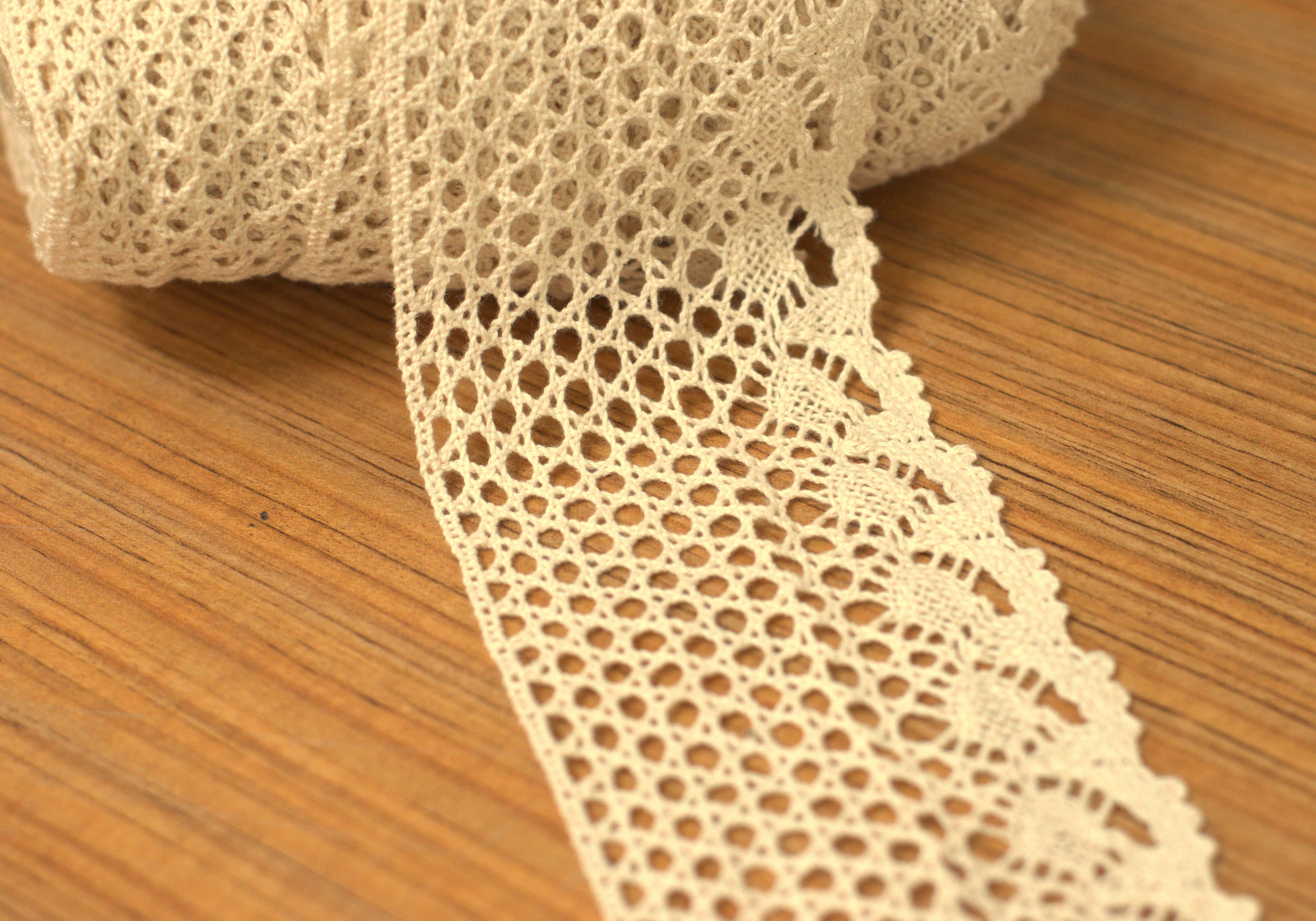 Elegant cream Net Lace Trim – 3 Inch Width, 20 Meter Roll | Decorative Crochet Lace for Sewing & Craft