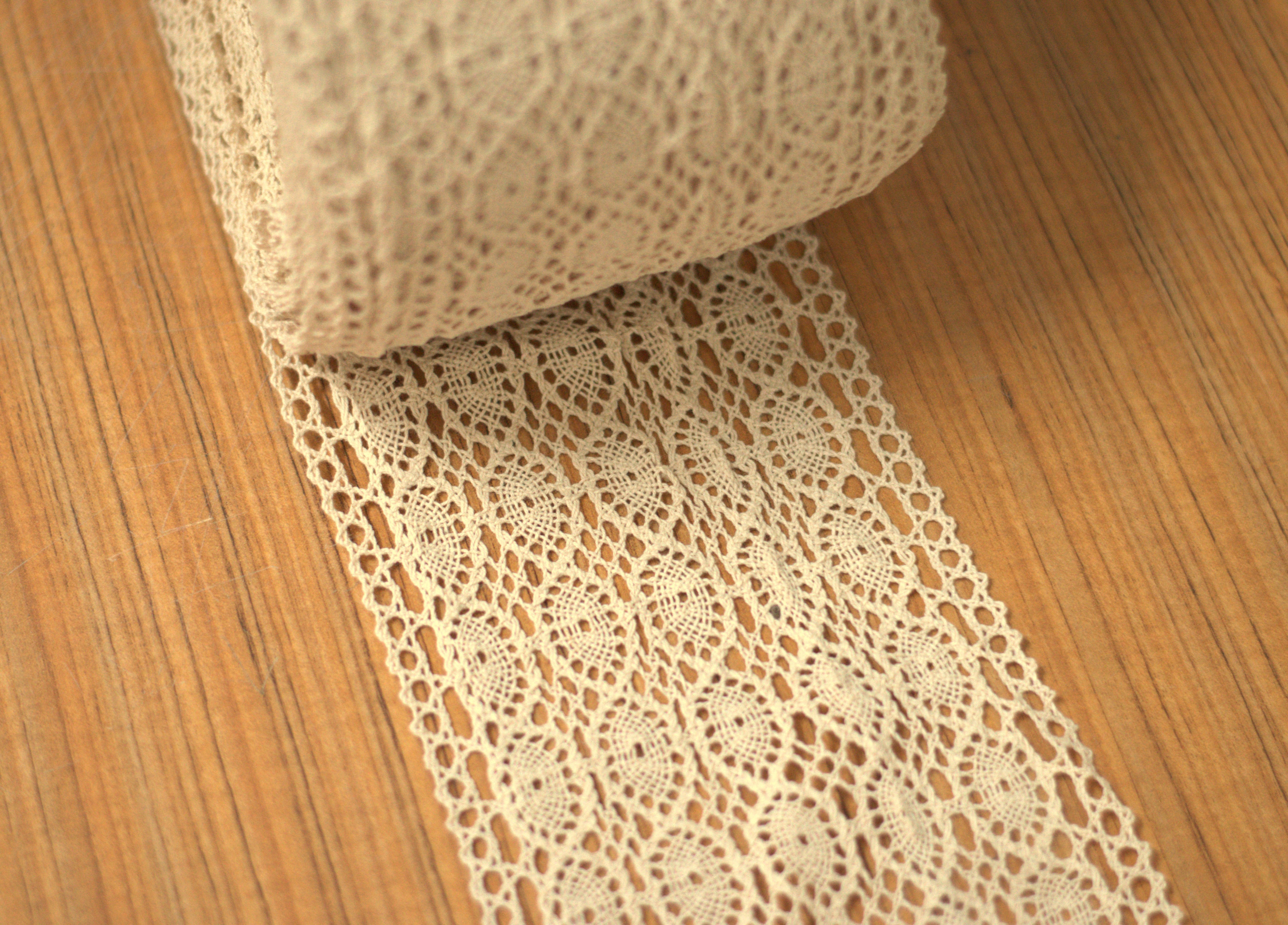 Elegant White / Beige Cotton Lace Trim – 14 cm Width | Available in 10M /20M Rolls | Floral Crochet Design