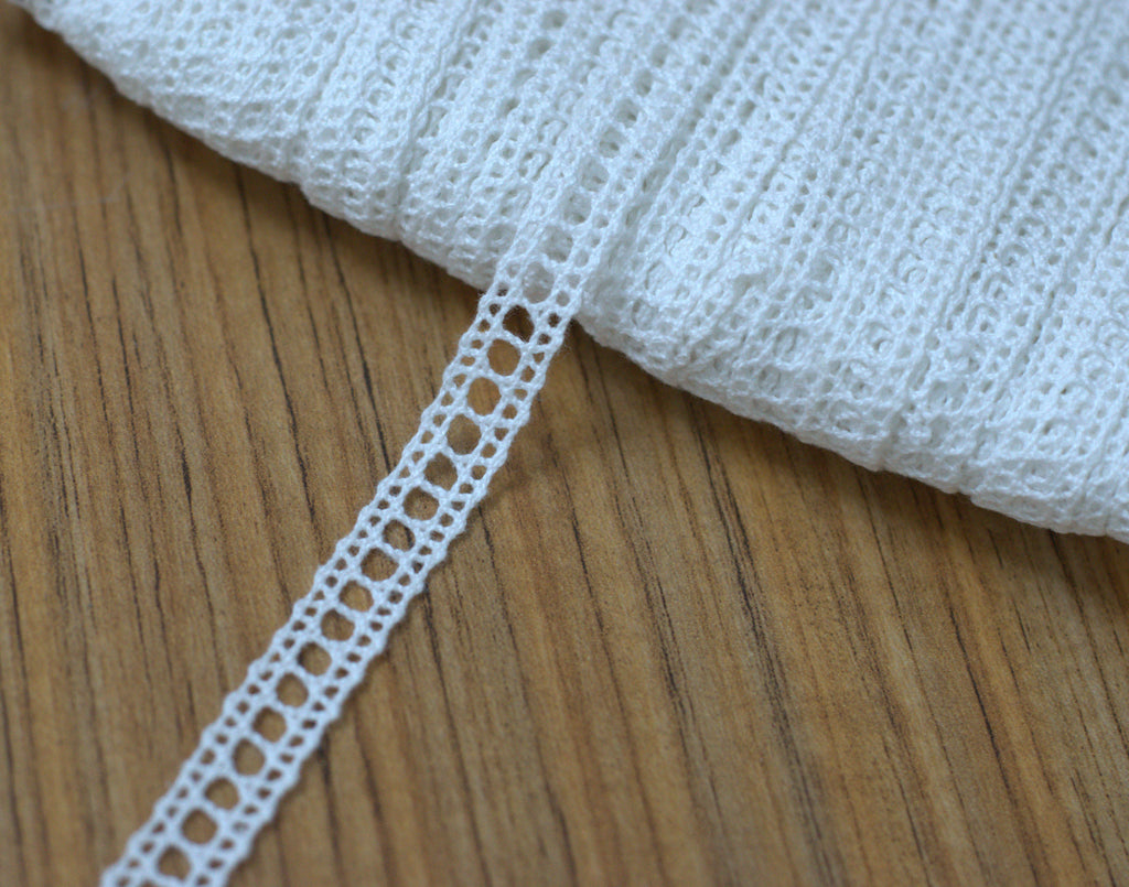 Elegant 1cm Cotton Eyelet Ladder Lace Trim - White/Beige (10m/20m) – Nushio