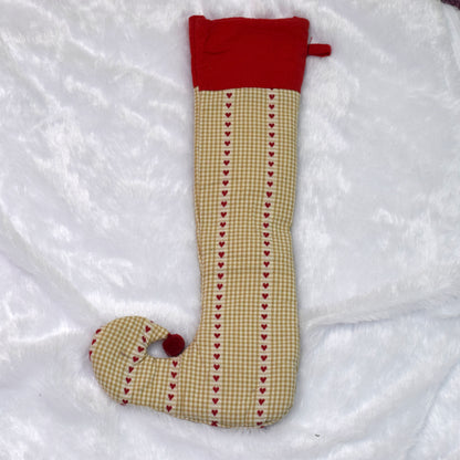 Christmas Elf Stocking with Heart Pattern – Festive Tree Hanging Décor