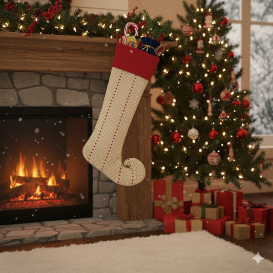 Christmas Elf Stocking with Heart Pattern – Festive Tree Hanging Décor