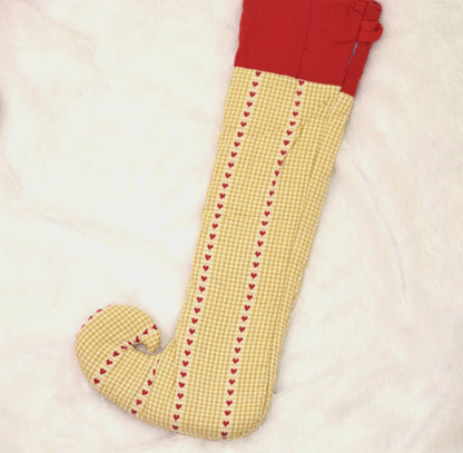Christmas Elf Stocking with Heart Pattern – Festive Tree Hanging Décor