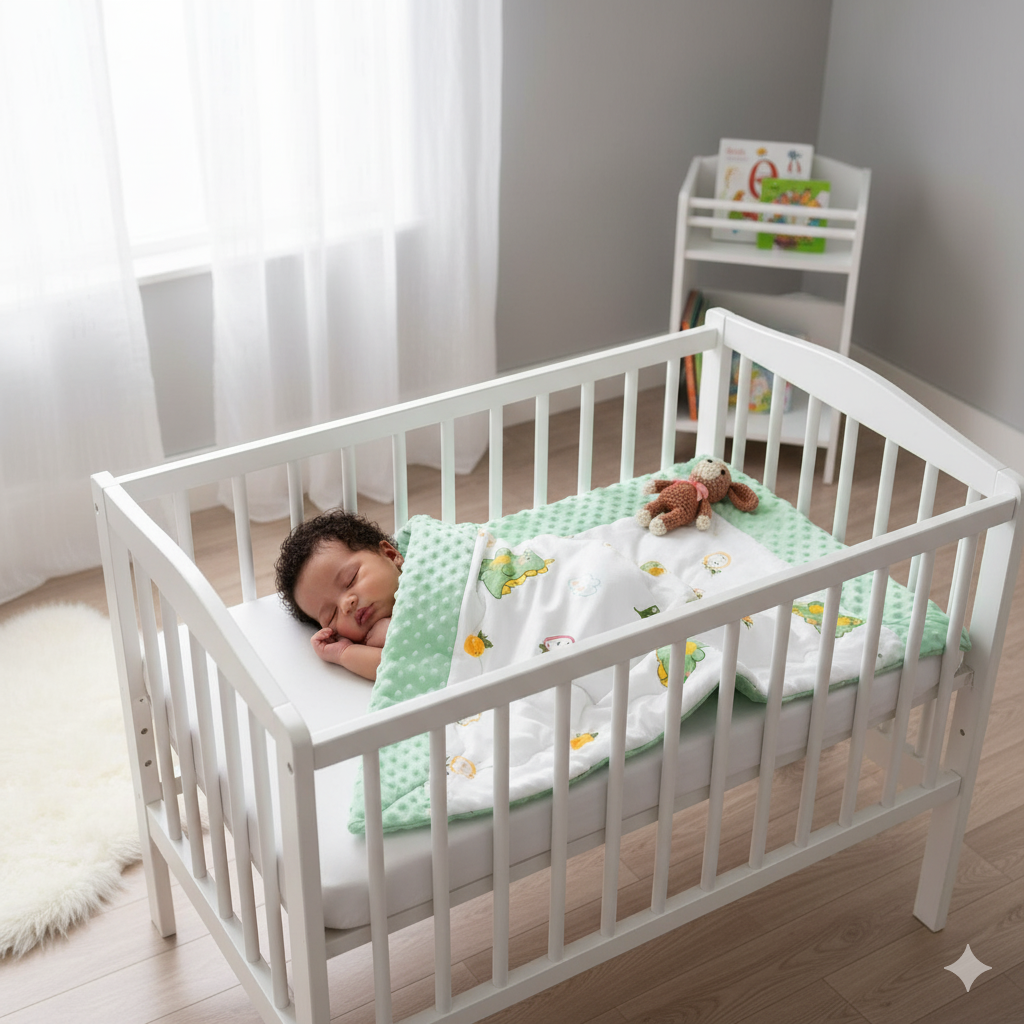 Soft Cotton Baby Blanket - 37" x 37" | Cute Dinosaur & Fruit Print | Ultra Cozy Baby Quilt