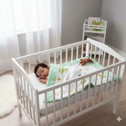 Soft Cotton Baby Blanket - 37" x 37" | Cute Dinosaur & Fruit Print | Ultra Cozy Baby Quilt