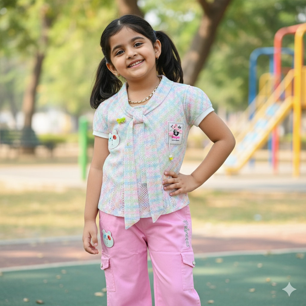 Kids Stylish Top & Three-Fourth Pants Set with Inner Banyan
