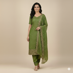 Elegant Organza Churidar Set Material with Dupatta