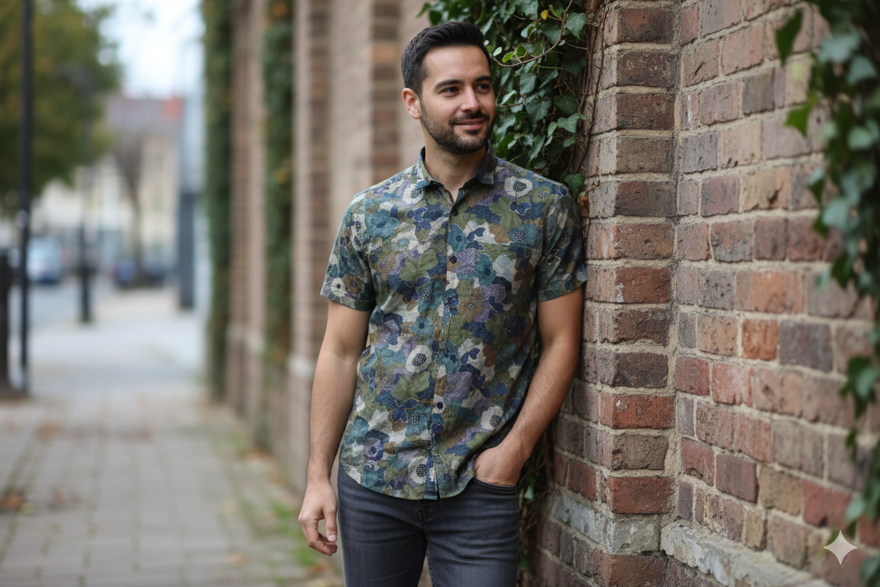 Men's Floral Print Rayon Casual Shirt – Short Sleeve, Lightweight & Breathable – Multicolor
