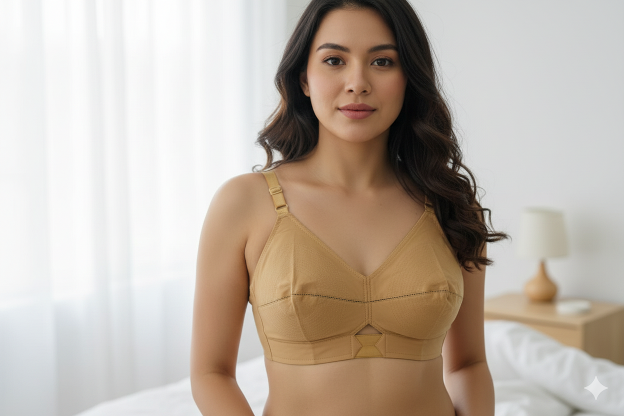 Comfort Fit Non-Wired Cotton Bra Set of 2 (Beige & White)