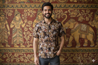 🧥 Men's Autumn Leaf Print Casual Shirt – Short Sleeve Slim Fit