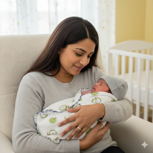 Soft Cotton Baby Blanket – 32 x 32 Inches | Green Apple Print