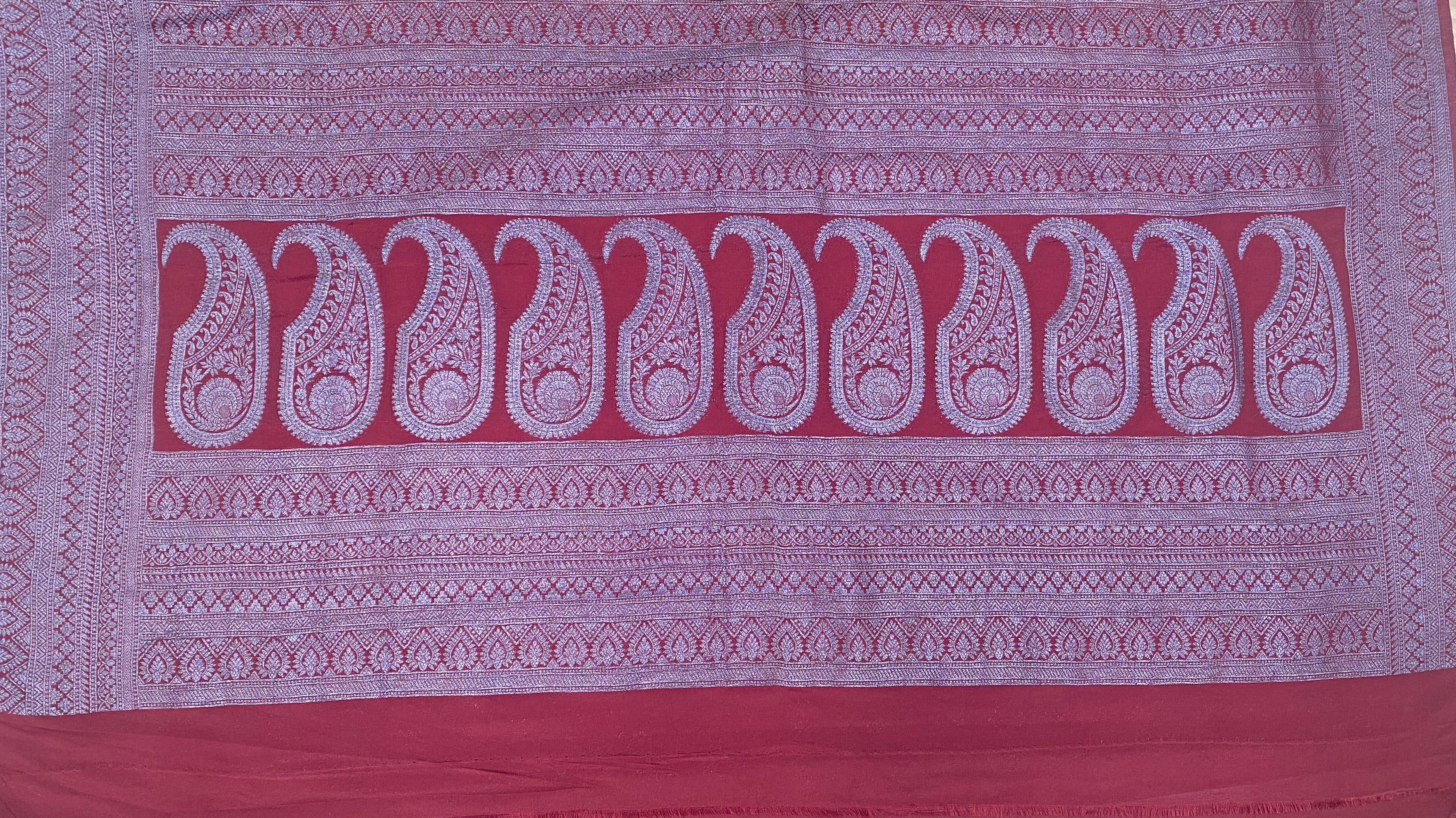 Mustard Yellow Banarassi  Silk  Saree with Meroon Border & Traditional Motifs