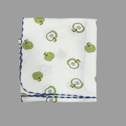 Soft Cotton Baby Blanket – 32 x 32 Inches | Green Apple Print
