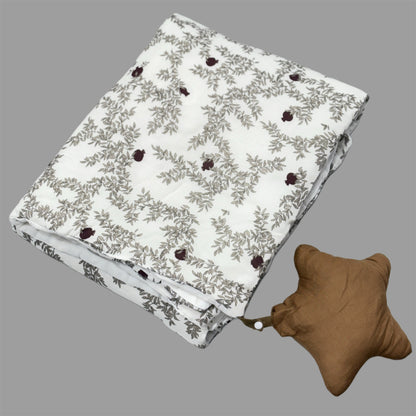 Soft Cotton Baby Blanket(Baby Quilt) – 45 x 45 Inches | Handcrafted Comfort with Leaf & Pomegranate Print