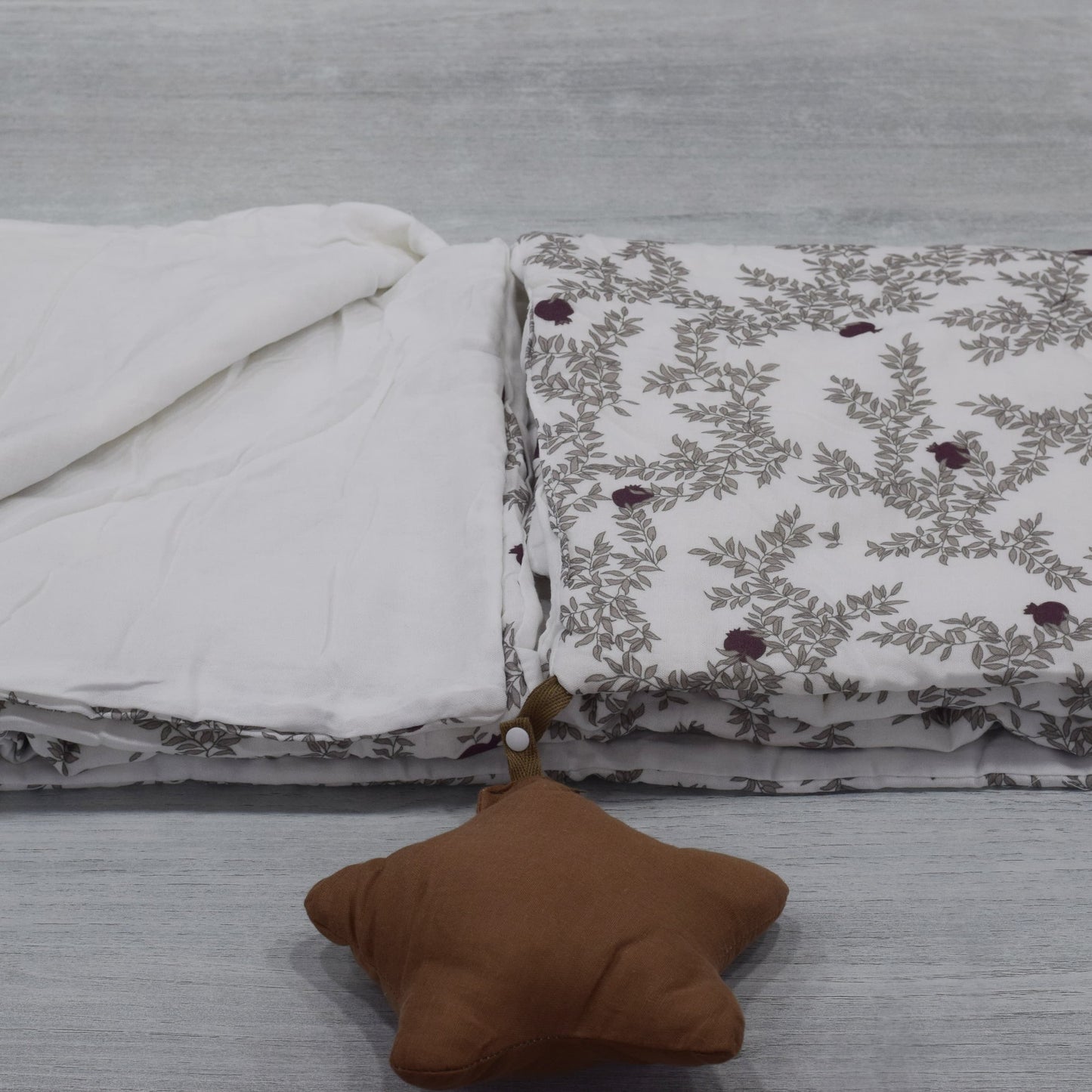 Soft Cotton Baby Blanket(Baby Quilt) – 45 x 45 Inches | Handcrafted Comfort with Leaf & Pomegranate Print