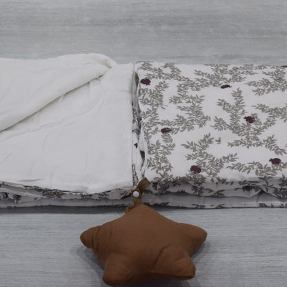 Soft Cotton Baby Blanket(Baby Quilt) – 45 x 45 Inches | Handcrafted Comfort with Leaf & Pomegranate Print