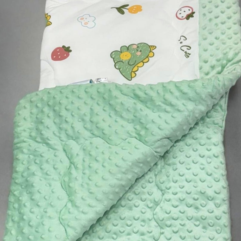 Soft Cotton Baby Blanket - 37" x 37" | Cute Dinosaur & Fruit Print | Ultra Cozy Baby Quilt