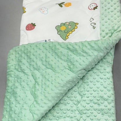 Soft Cotton Baby Blanket - 37" x 37" | Cute Dinosaur & Fruit Print | Ultra Cozy Baby Quilt