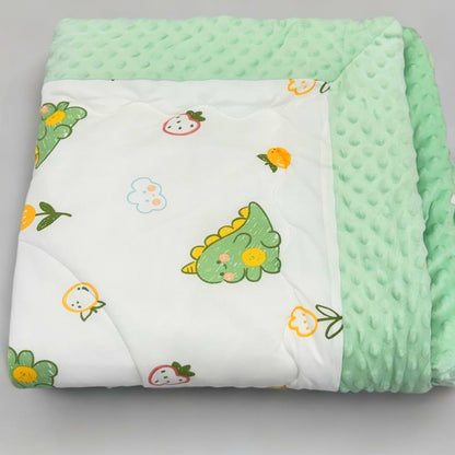 Soft Cotton Baby Blanket - 37" x 37" | Cute Dinosaur & Fruit Print | Ultra Cozy Baby Quilt