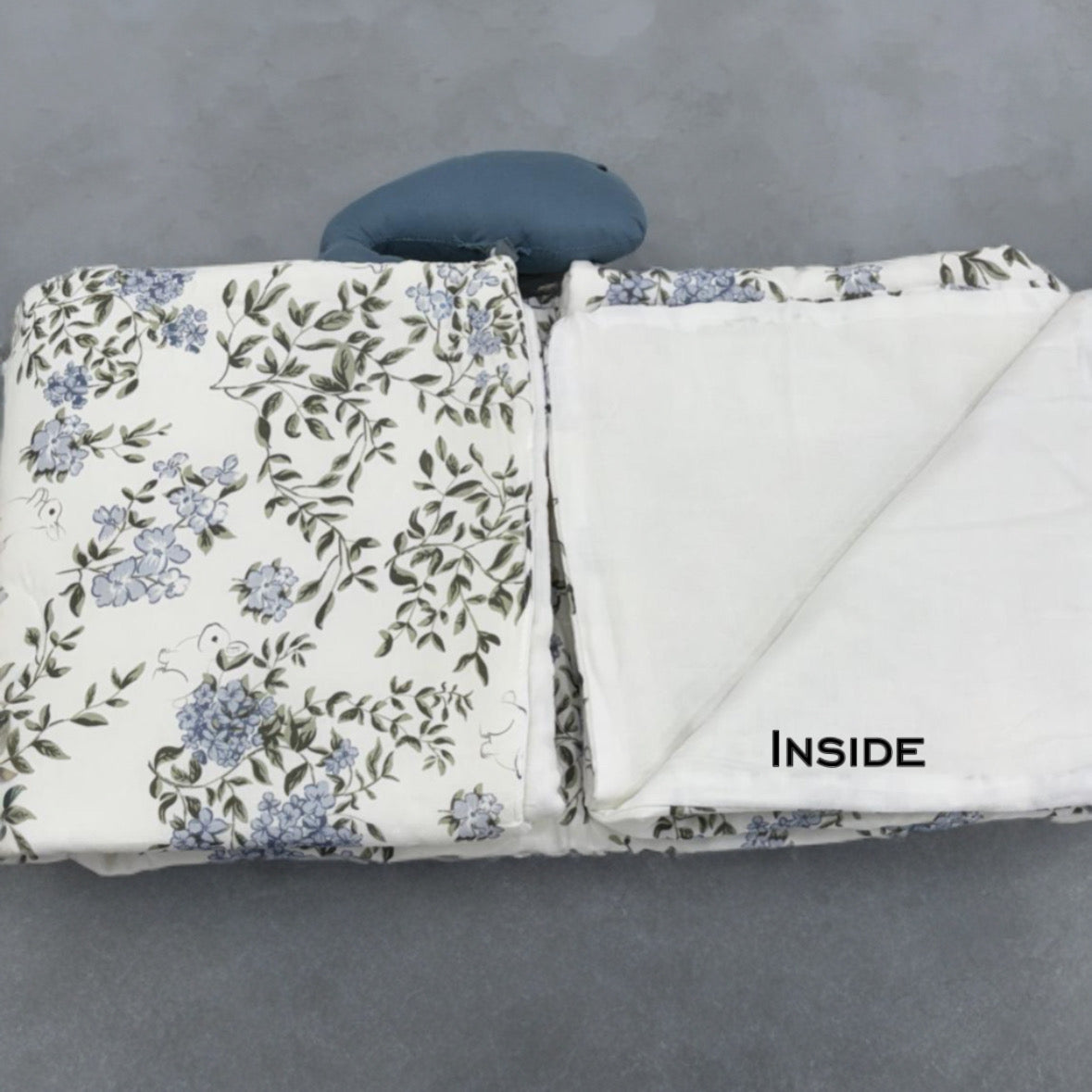 Soft Cotton baby blanket ( Baby Quilt)  with Floral & Bunny Print with Whale Pillow – 45” x 45”Handcrafted Floral & Bunny