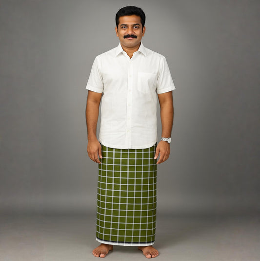 Kaylie Premium Cotton – Olive Green Checkered Fabric