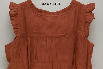 Rust Orange Smocked Cotton Frock for Girls