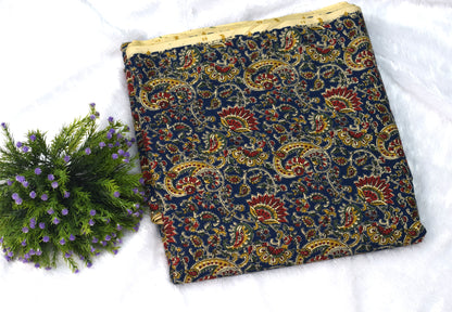 Soft Cotton Churidar Material – 3 Meter | 44 Inch Width | Navy Floral Print Fabric