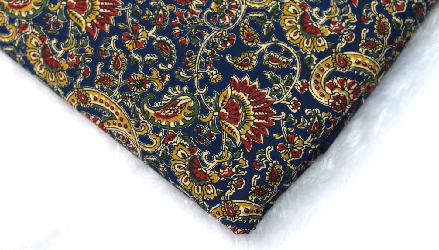 Soft Cotton Churidar Material – 3 Meter | 44 Inch Width | Navy Floral Print Fabric
