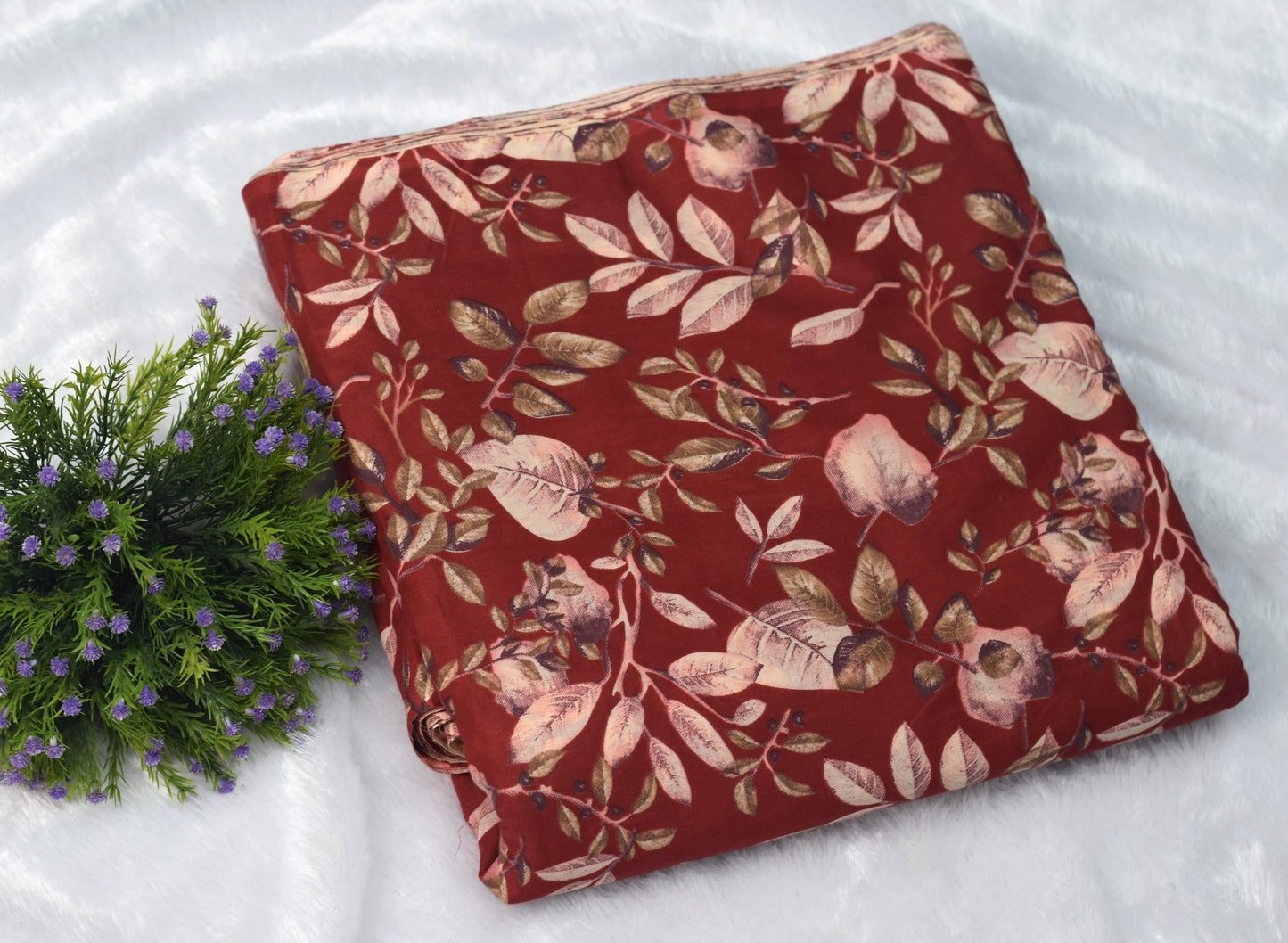 Soft Cotton Churidar Material – Maroon Floral Print | 3 Meter | 44 Inch Width