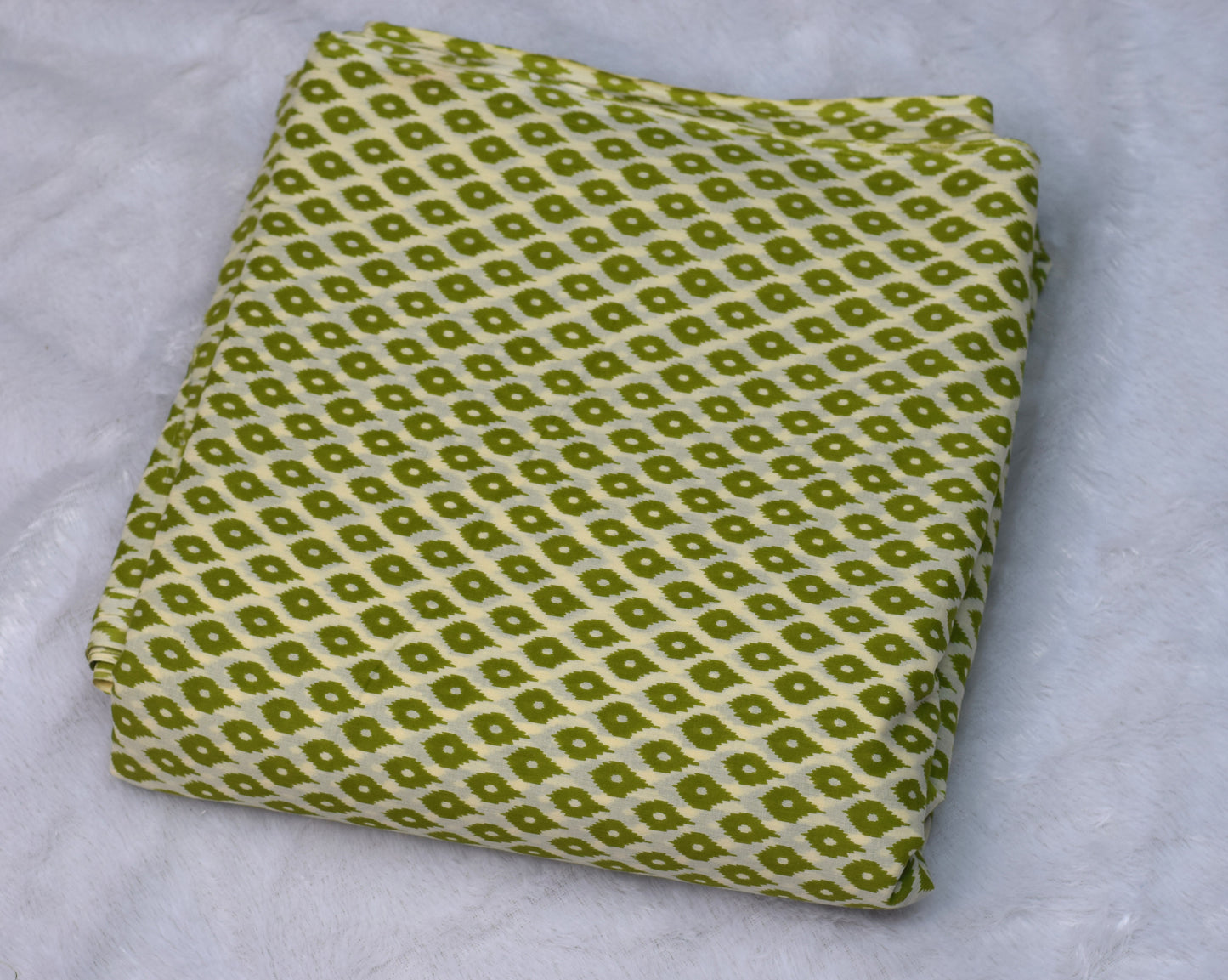 Green Ikat Print Mix & Match Cotton Dress Material Set – Top 2.75m & Bottom 2.25m