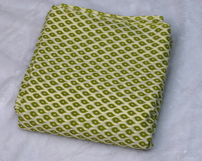 Green Ikat Print Mix & Match Cotton Dress Material Set – Top 2.75m & Bottom 2.25m