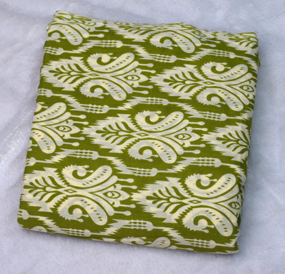 Green Ikat Print Mix & Match Cotton Dress Material Set – Top 2.75m & Bottom 2.25m