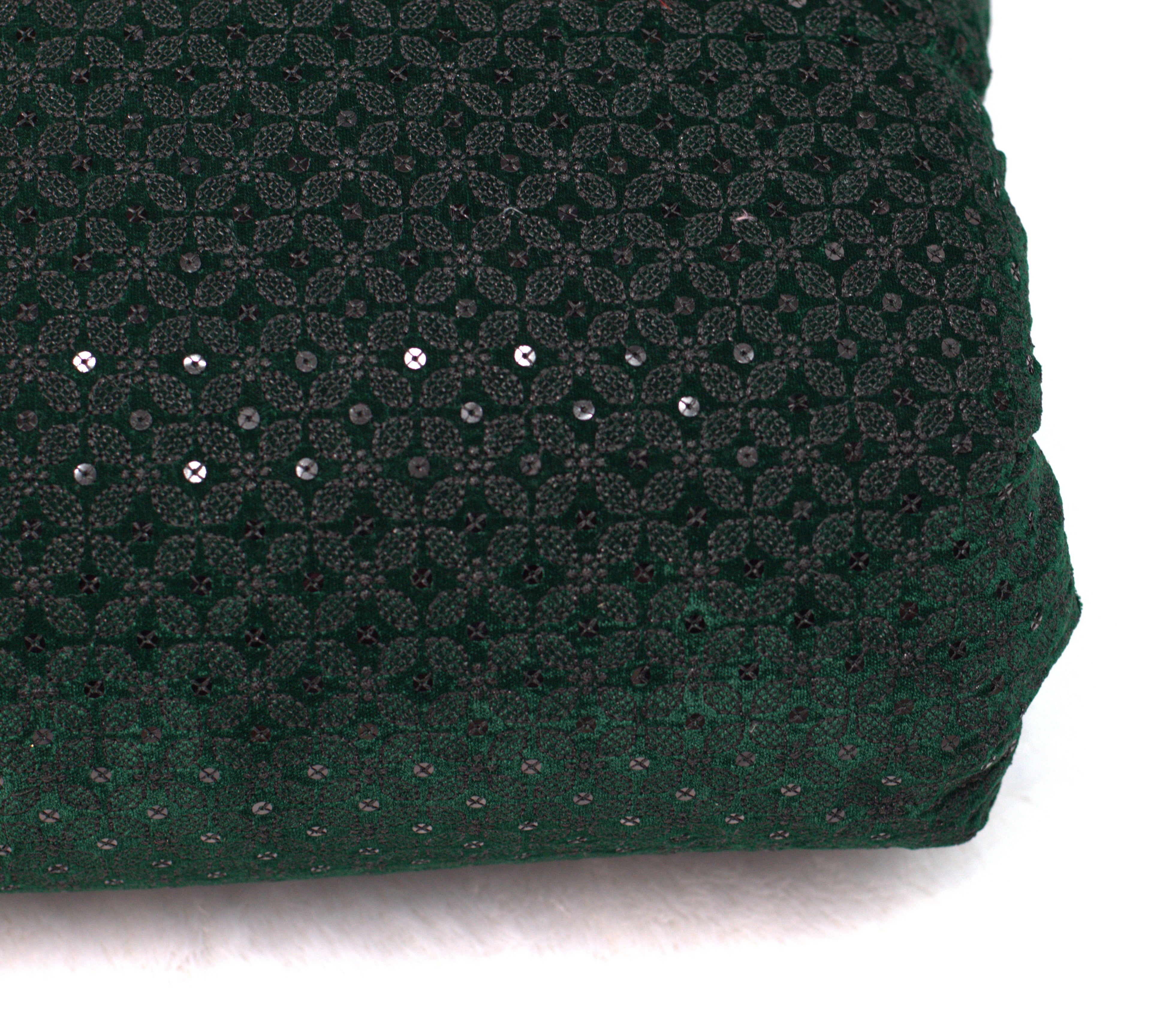 Luxury Dark Green Velvet Work Dress Material – 44 Inch Width-Length: 3 Meters
