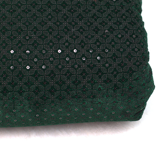 Luxury Dark Green Velvet Work Dress Material – 44 Inch Width-Length: 3 Meters