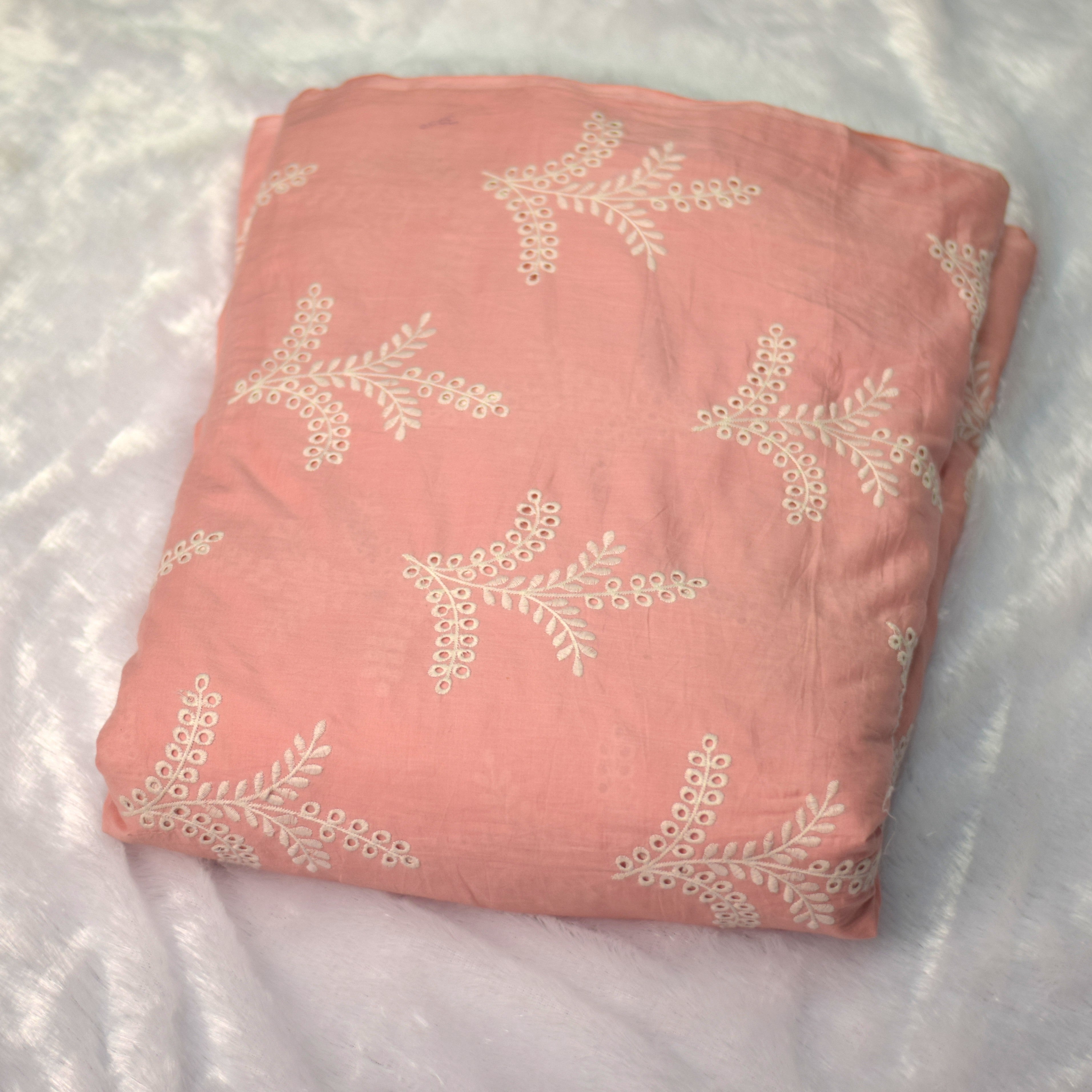 Peach Embroidered Top Material – 2.75 Mtr