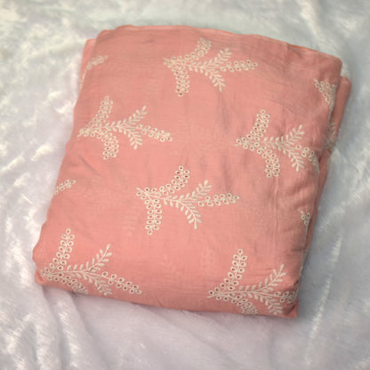 Peach Embroidered Top Material – 2.75 Mtr