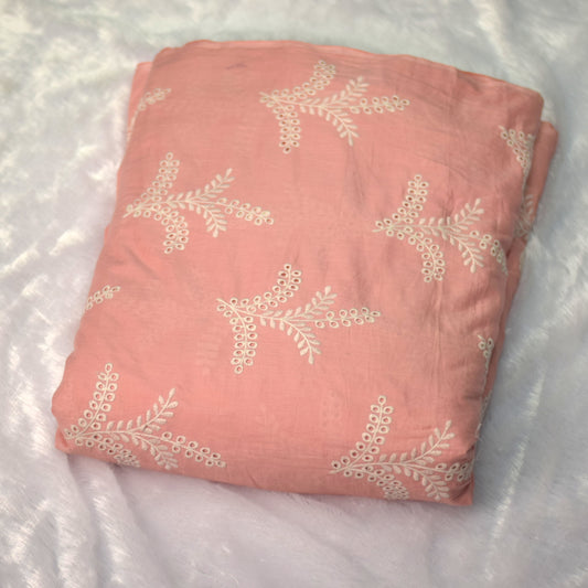 Peach Embroidered Top Material – 2.75 Mtr