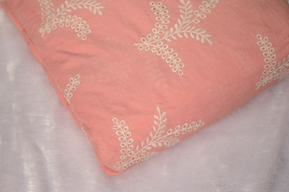 Peach Embroidered Top Material – 2.75 Mtr