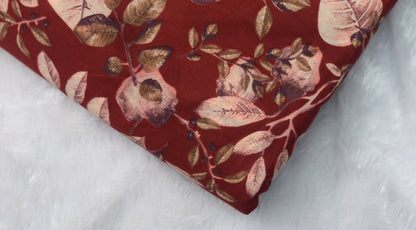 Soft Cotton Churidar Material – Maroon Floral Print | 3 Meter | 44 Inch Width
